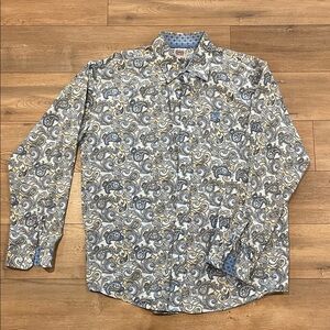 Cinch Men's Blue and Gold Paisley Button Down Shirt
